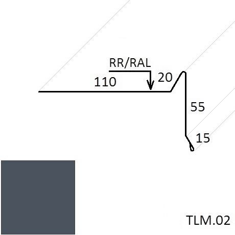 Ветровая планка (для мягкой кровли) TLM.02 100*70 мм L=2 м GreenCoat Pural BT SSAB (Zn 275) глянцевый RR 23 - т.серый (распродажа)