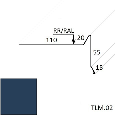Ветровая планка (для мягкой кровли) TLM.02 100*70 мм L=2 м GreenCoat Pural BT SSAB (Zn 275) глянцевый RR 35 - синий