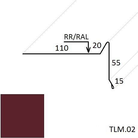 Ветровая планка (для мягкой кровли) TLM.02 100*70 мм L=2 м GreenCoat Pural BT SSAB (Zn 275) глянцевый RR 798 - красное вино