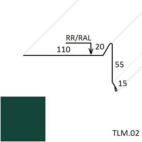 Ветровая планка (для мягкой кровли) TLM.02 100*70 мм L=2 м GreenCoat Pural BT SSAB (Zn 275) глянцевый RR 5C7 - зеленый мох