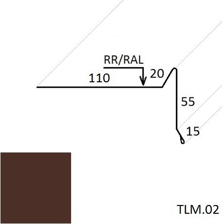Ветровая планка (для мягкой кровли) TLM.02 100*70 мм L=2 м полиэстер (Zn 100) глянцевый RAL 8017 - коричневый шоколад
