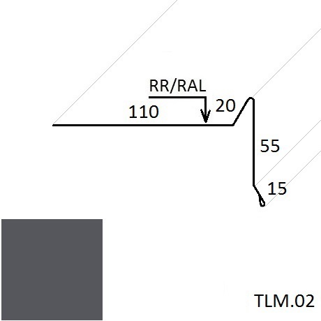 Ветровая планка (для мягкой кровли) TLM.02 100*70 мм L=2 м PE-полиэстер (Zn 275) RAL 7024 - серый графит