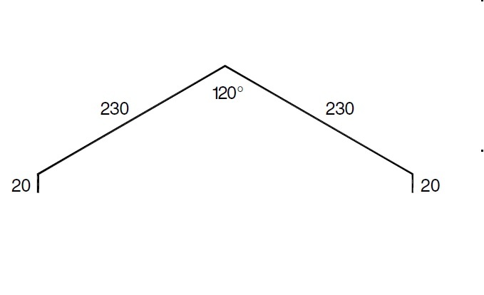 Коньковая планка KPPF.01 (ФАЛЬЦ) 230*230 мм L=2 м ГЗОЦМ Гайская медь 0,6 мм М1ф полутвёрдая