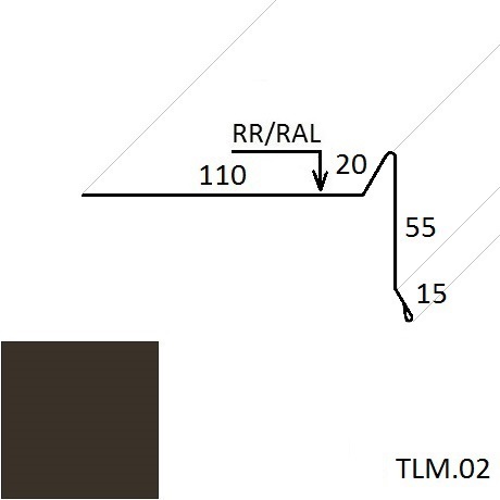 Ветровая планка (для мягкой кровли) TLM.02 100*70 мм L=2 м PE-полиэстер (Zn 275) RAL 8019 - коричневый