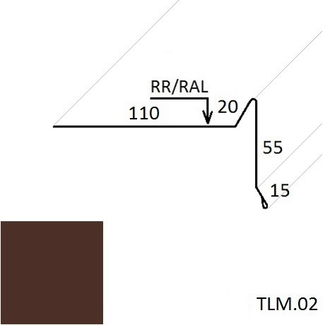 Ветровая планка (для мягкой кровли) TLM.02 100*70 мм L=2 м PE-полиэстер (Zn 275) RAL 8017 - коричневый шоколад