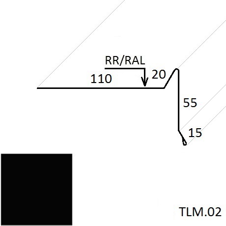 Ветровая планка (для мягкой кровли) TLM.02 100*70 мм L=2 м GreenCoat Pural BT SSAB (Zn 275) глянцевый RR 33 - черный