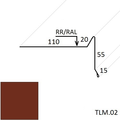 Ветровая планка (для мягкой кровли) TLM.02 100*70 мм L=2 м GreenCoat Pural Matt BT SSAB (Zn 275) матовый RR 29 - красный