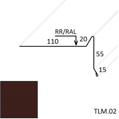 Ветровая планка (для мягкой кровли) TLM.02 100*70 мм L=2 м полиэстер (Zn 140) глянцевый RAL 8017 - коричневый шоколад