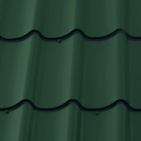 Лист 0,5 мм 3850*1180 Металлочерепица М28 Премиум GreenCoat Pural BT SSAB (Zn 275) глянцевый RR 5C7 - зеленый мох