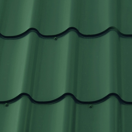 Лист 0,5 мм 5600*1180 Металлочерепица М28 Премиум GreenCoat Pural BT SSAB (Zn 275) глянцевый RR 5C7 - зеленый мох