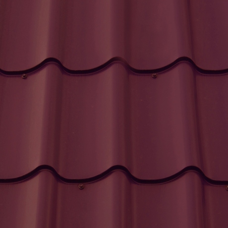 Лист 0,5 мм 1000*1180 Металлочерепица М28 полиэстер Rooftop Шелк Северсталь (Zn 275) глянцевый RAL 3005 - красное вино