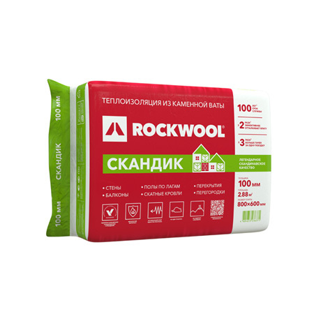 Утеплитель Лайт Баттс СКАНДИК /ROCKWOOL/ (УП. 6 ПЛИТ) 800*600*100 (поставка на склад)
