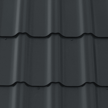 Лист 0,5 мм 720*1210 Grand Line Металлочерепица Kvinta Uno Rooftop Бархат (Zn 180) RAL 7016 - темно-серый