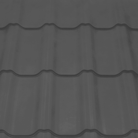 Лист 0,5 мм 2650*1210 Grand Line Металлочерепица Kvinta Plus Rooftop Бархат (Zn 180) RAL 7024 - серый графит