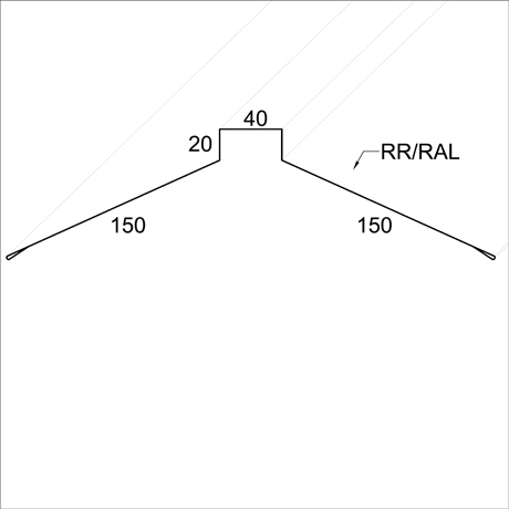 Конек плоский 150*40*150 мм L=2 м Grand Line Drap (Zn 100-140) RAL 9005 - черный темный